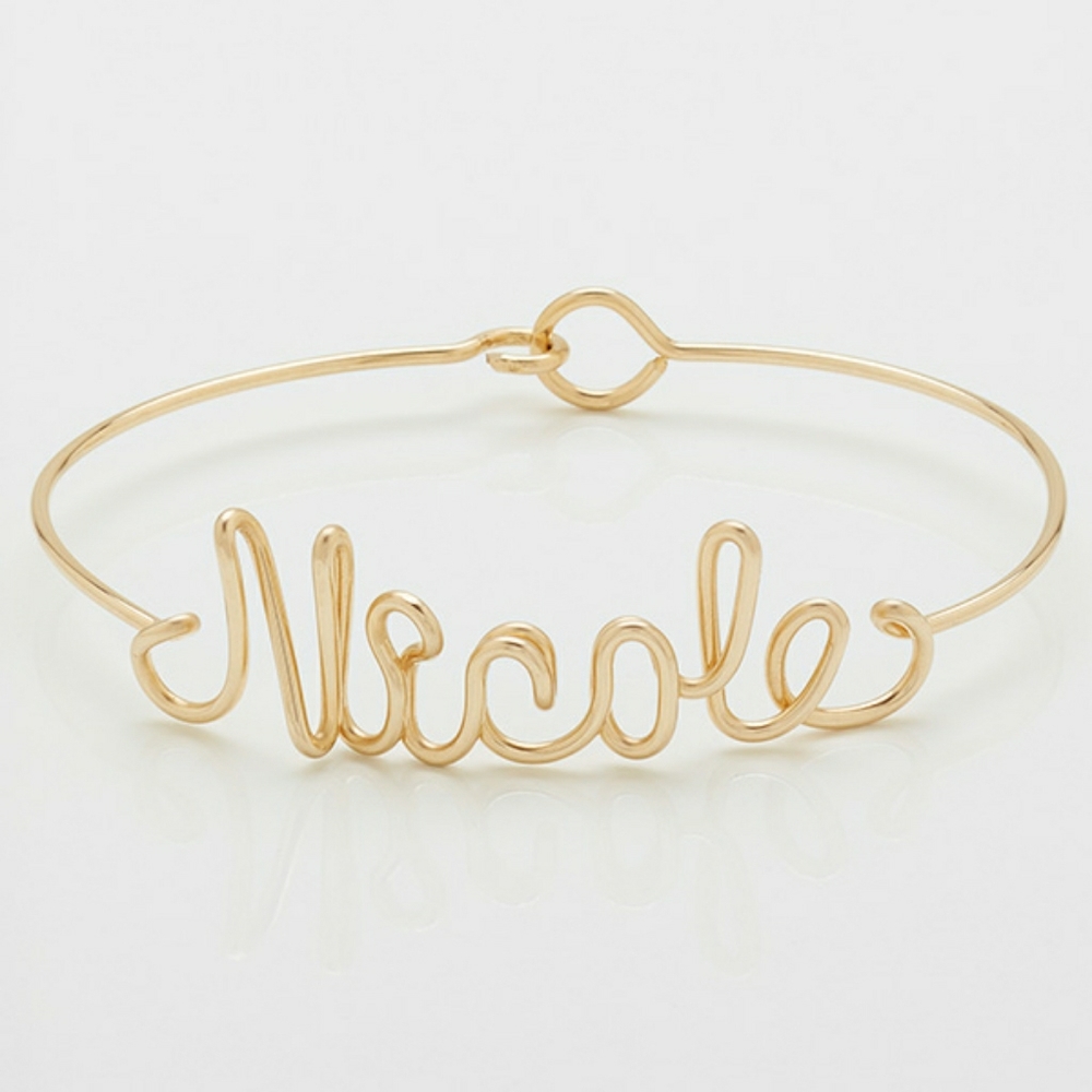 😍 CUSTOM NAME / WORD BRACELET GOLD FILLED BANGLE
